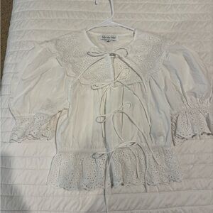 Sofie the Label White Eyelet Tie-Front Blouse